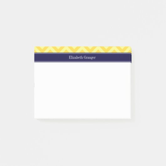 Post-it® Ananas Jaune Clair LG Chevron Marine Monogramme In (Devant)