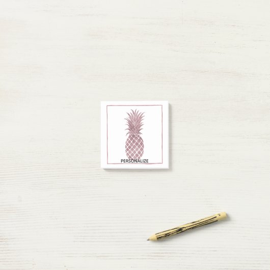 Post-it® Ananas rose d'or (Sur un bureau)