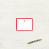 Post-it® Ananas rouge et bordure en blanc avec nom (Sur un bureau)