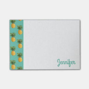 Post-it® Ananas Tropical Sur Turquoise Ajouter votre nom