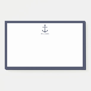 Post-it® Ancre bleue marine avec nom personnalisé