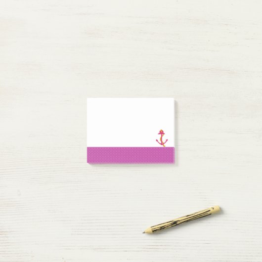 Post-it® Ancre nautique avec bordure rose (Sur un bureau)