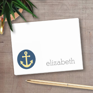 Post-it® Ancre nautique avec le motif de Chevron de jaune