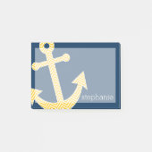 Post-it® Ancre nautique avec Motif de Navy Jaune Chevron (Devant)