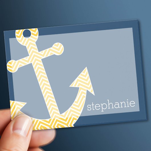 Post-it® Ancre nautique avec Motif de Navy Jaune Chevron