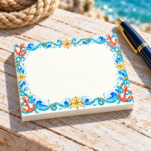 Post-it® Ancres de corail Bordure nautique corde turquoise