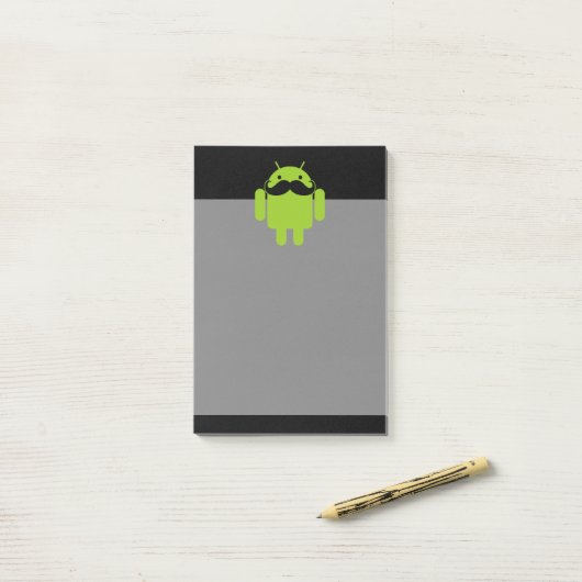 Post-it® Android Robot Icon Mustache sur noir (Sur un bureau)