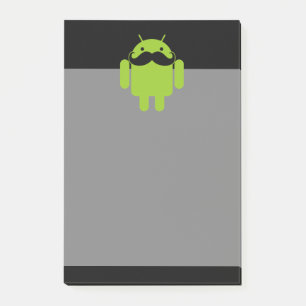 Post-it® Android Robot Icon Mustache sur noir