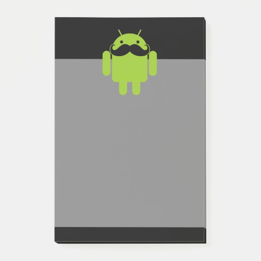 Post-it® Android Robot Icon Mustache sur noir (Devant)