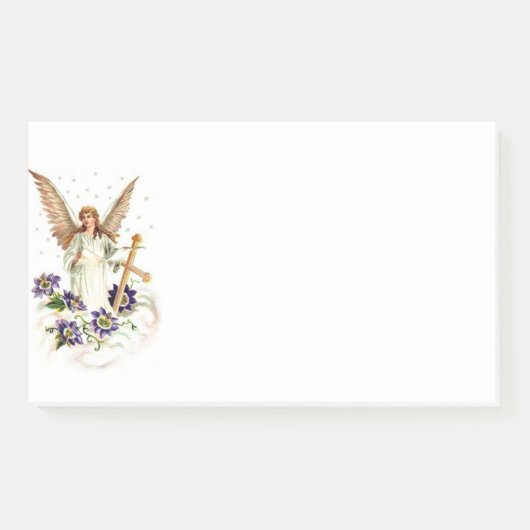 Post-it® Ange avec croix et fleurs de clématite (Devant)