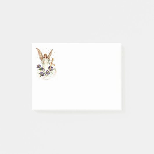 Post-it® Ange avec croix et fleurs de clématite (Devant)