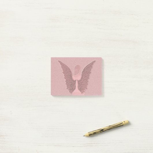 Post-it® Ange gardien rose (Sur un bureau)