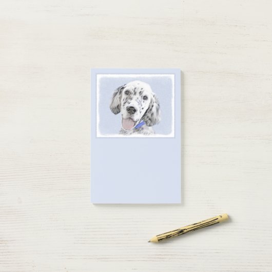 Post-it® Anglais Setter Blue Belton Peinture Chien Art (Sur un bureau)