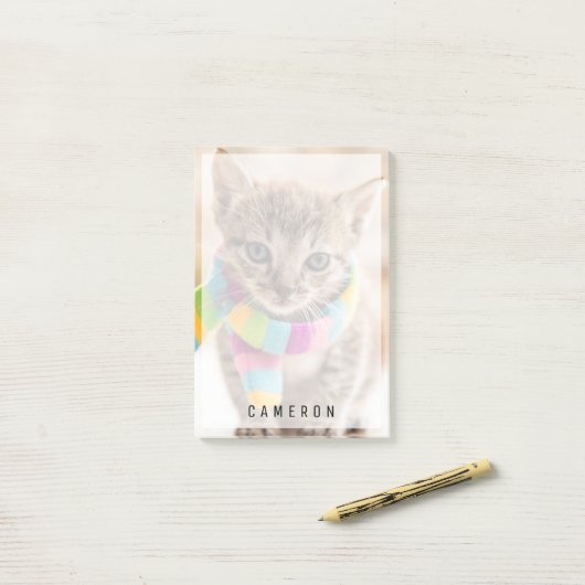 Post-it® Animaux de bébés cutest | Tabby Kitten Écharpe arc (Sur un bureau)