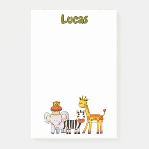Post-it® Animaux de safari de dessin animé mignons nom pers