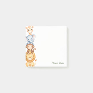 Post-it® Animaux de safari empilés mignons personnalisés au