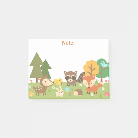 Post-it® Animaux et créatures mignons de la forêt sylvestre (Devant)
