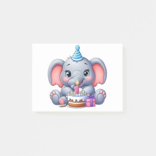 Post-it® Anniversaire 1 an Éléphant Bébé (Devant)