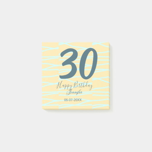 Post-it® anniversaire 30 ans ajouter nom date année jaune b (Devant)