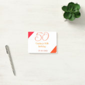 Post-it® anniversaire 50 ans orange rouge ajouter nom date (Bureau)