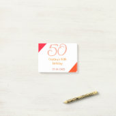 Post-it® anniversaire 50 ans orange rouge ajouter nom date (Sur un bureau)