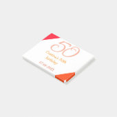 Post-it® anniversaire 50 ans orange rouge ajouter nom date (Incliné)