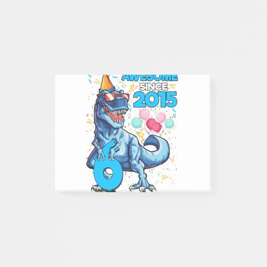Post-it® Anniversaire 6 ans Dinosaure 6 Ans Garçon Enfants  (Devant)