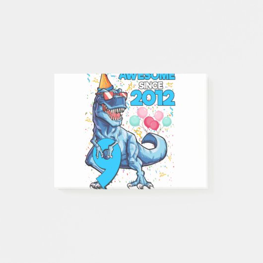Post-it® Anniversaire 9 ans dinosaure garçon de 9 ans Enfan (Devant)