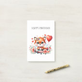 Post-it® Anniversaire de pilote de renard mignon (Sur un bureau)