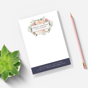 Post-it® Antique Floral Midnight Blue Stripe