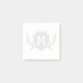 Post-it® Antler gris pâle & Bouclier Monogramme rustique (Devant)