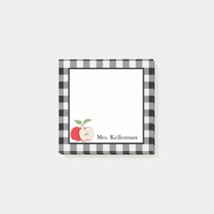 Post-it® Apple Black White Buffalo Check Nom de l'enseignan