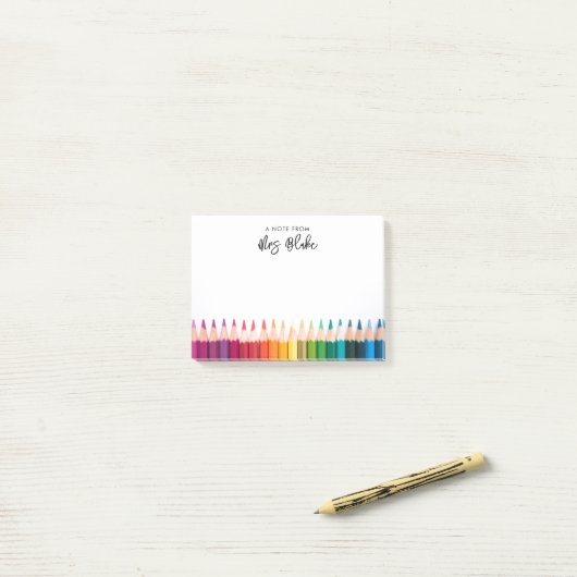 Post-it® Appréciation de l'enseignant crayons arc-en-ciel (Sur un bureau)