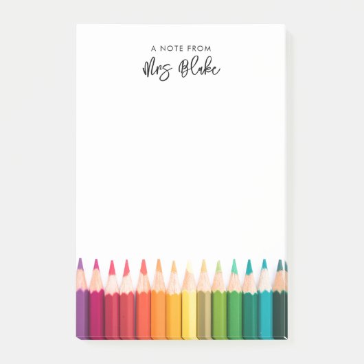 Post-it® Appréciation de l'enseignant crayons arc-en-ciel (Devant)