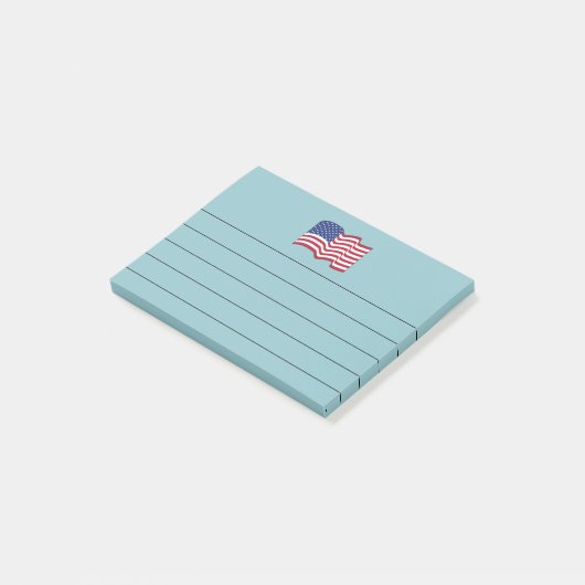 Post-it® Aqua American Flag Post It Notes Cadeau (Incliné)