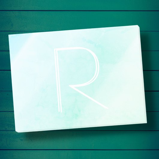 Post-it® Aqua bleu pastel typographie monogramme