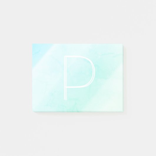 Post-it® Aqua bleu pastel typographie monogramme (Devant)