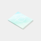 Post-it® Aqua bleu pastel typographie monogramme (Incliné)