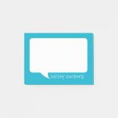 Post-it® Aqua Blue et White Talk bulle Nom personnalisé (Devant)