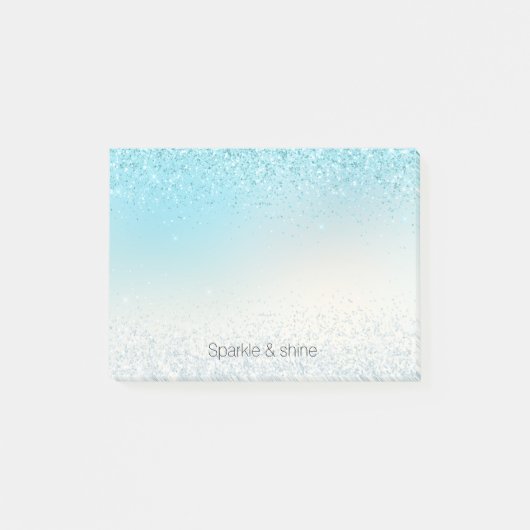 Post-it® Aqua Blue Ombre Glitzy Sparkle Parties scintillant (Devant)