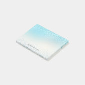 Post-it® Aqua Blue Ombre Glitzy Sparkle Parties scintillant (Incliné)