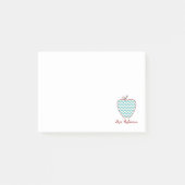 Post-it® Aqua Chevron Apple Teacher Post-It Notes (Devant)