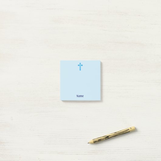 Post-it® Aqua Croix Bleue foi Post It Note Pad (Sur un bureau)