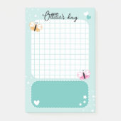 Post-it® Aqua Cute Hearts Stars Butterflies Ajouter un nom (Devant)