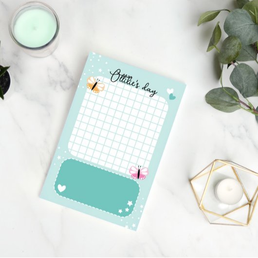 Post-it® Aqua Cute Hearts Stars Butterflies Ajouter un nom