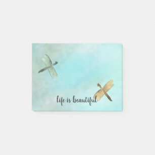 Post-it® Aqua Mint Gold Dragonflies Aquarelle personnalisée