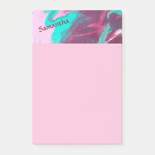 Post-it® Aqua Pink Abstrait Personnalisé Post it Notes 4x6