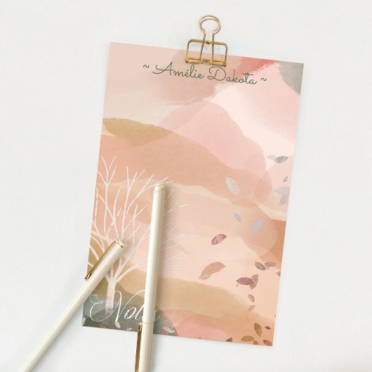 Post-it® Aquarelle Abstraite Chic Arbre d'automne Nom perso