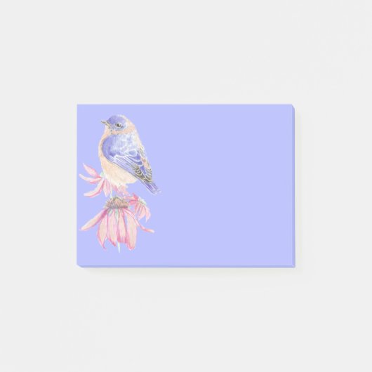 Post-it® Aquarelle Bleu Bleu Oiseau de l'Est (Devant)