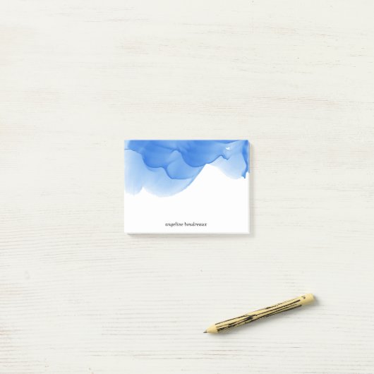 Post-it® Aquarelle bleu Cobalt Personnalisée (Sur un bureau)